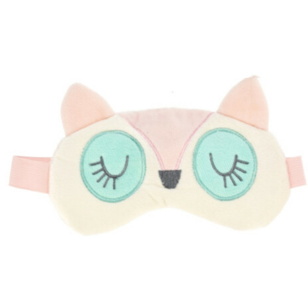 Kinder slaapmasker-oogmasker vos roze-groen-beige