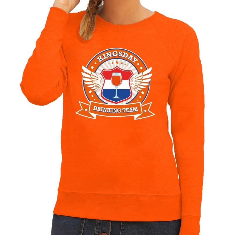 Kingsday drinking team sweater oranje dames kopen