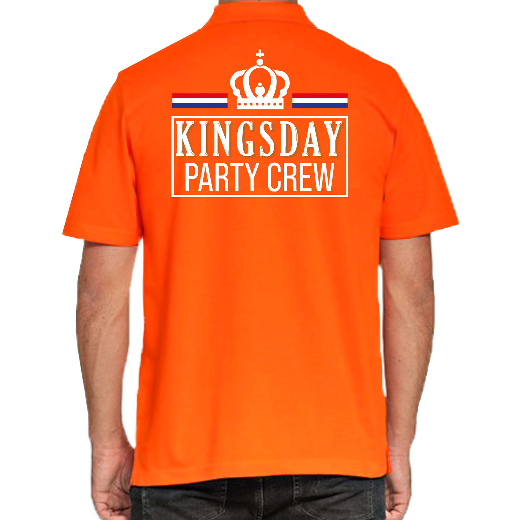 Kingsday party crew polo shirt oranje voor heren Koningsdag polo shirts