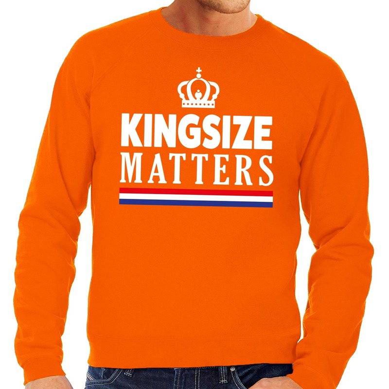 Kingsize matters sweater oranje heren