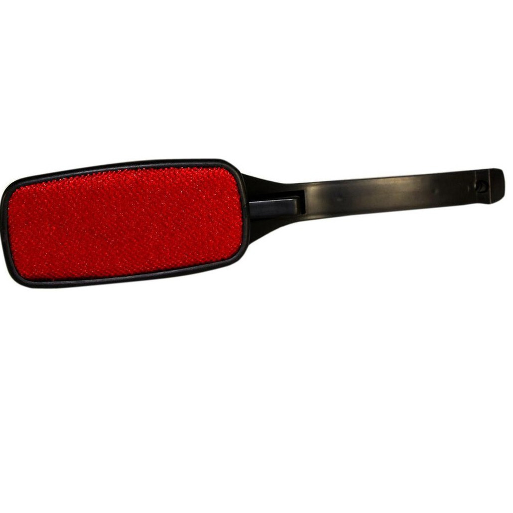 Kledingborstel-pluizenborstel met roterende kop zwart-rood 26 cm