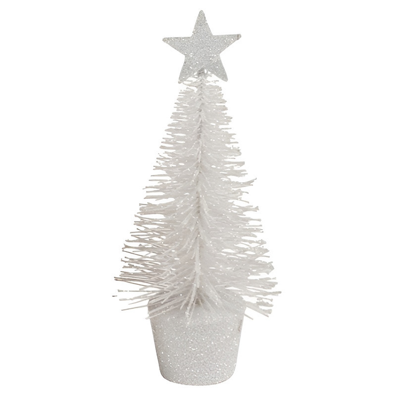 Klein wit kerstboompje 15 cm kerstdecoratie-kerstversiering