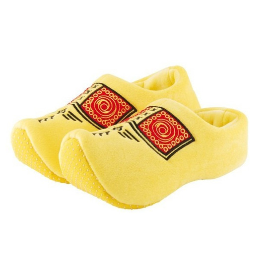 Klompen slofjes-pantoffeltjes geel pluche voor kinderen
