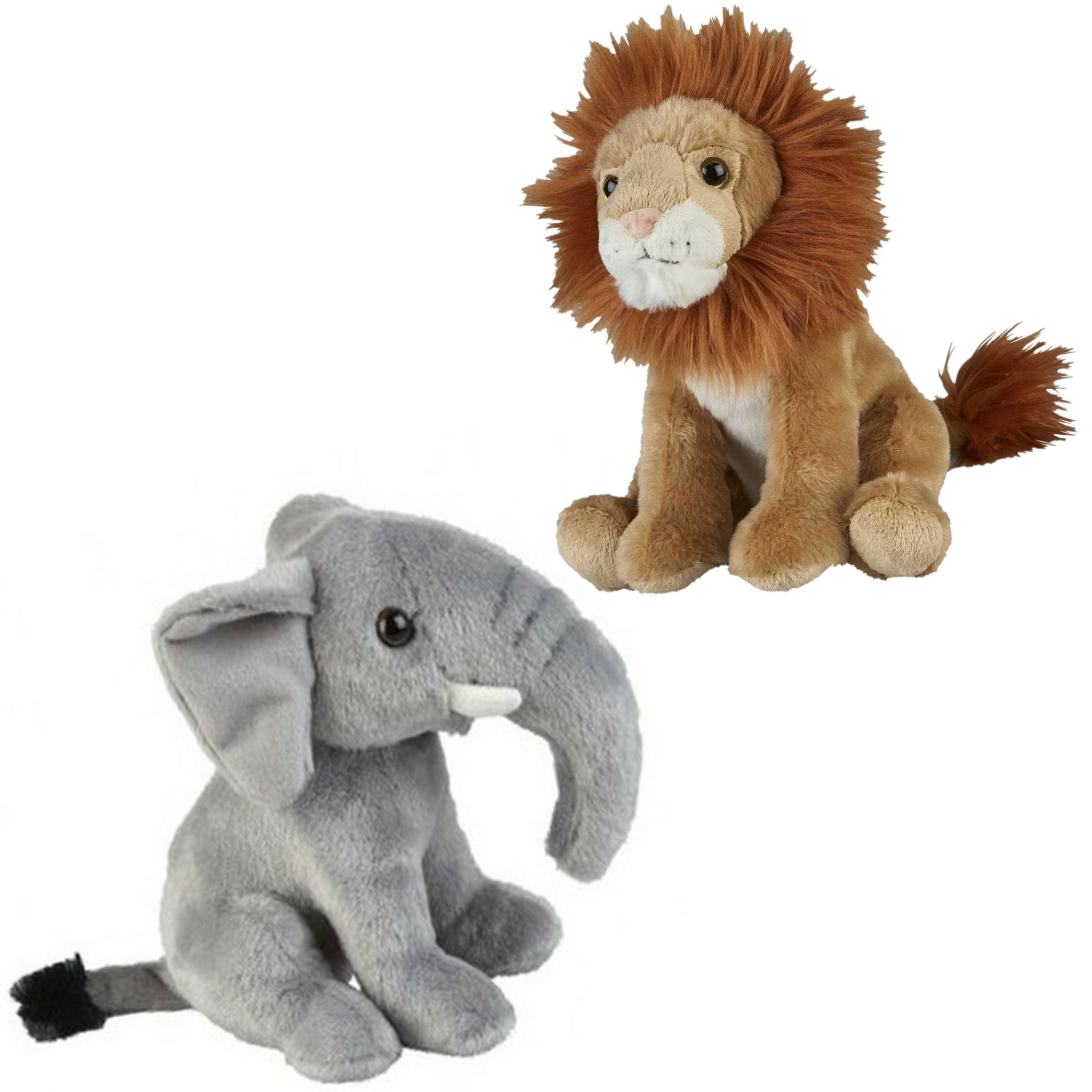 Knuffeldieren set leeuw en olifant pluche knuffels 18 cm