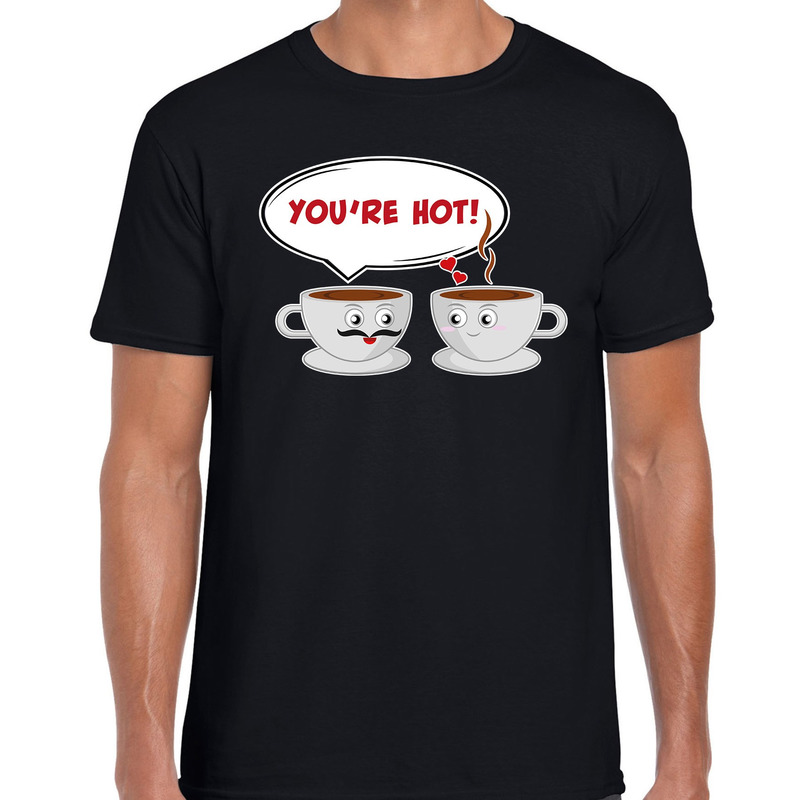 Koffie kopjes kado shirt Valentijn zwart voor heren