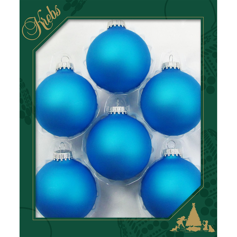 Krebs kerstballen 6x st blauw 7 cm glas intens blauw