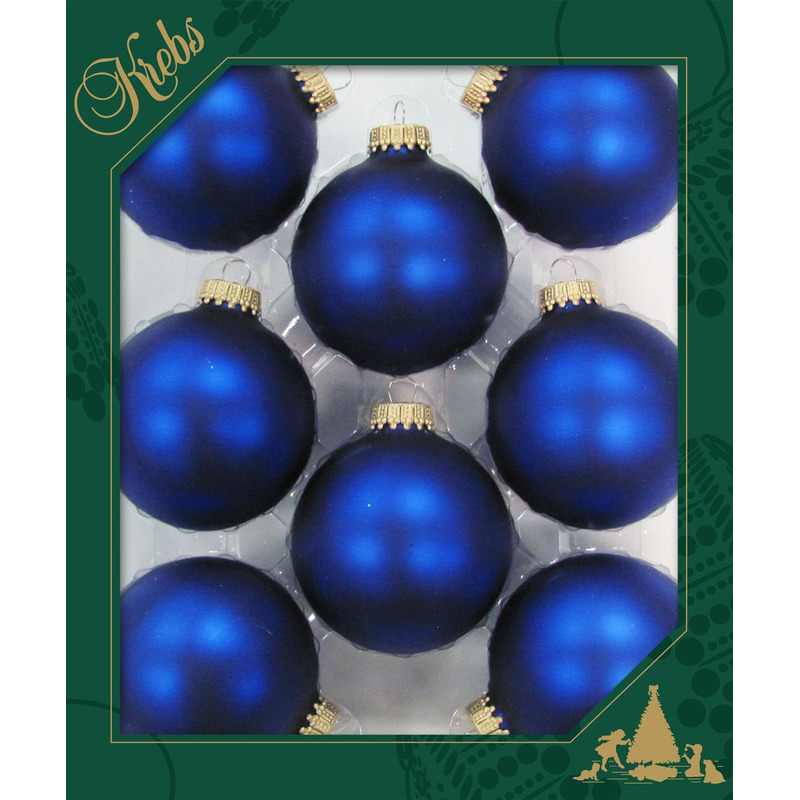 Krebs Kerstballen 8ST kobalt blauw mat glas 7 cm