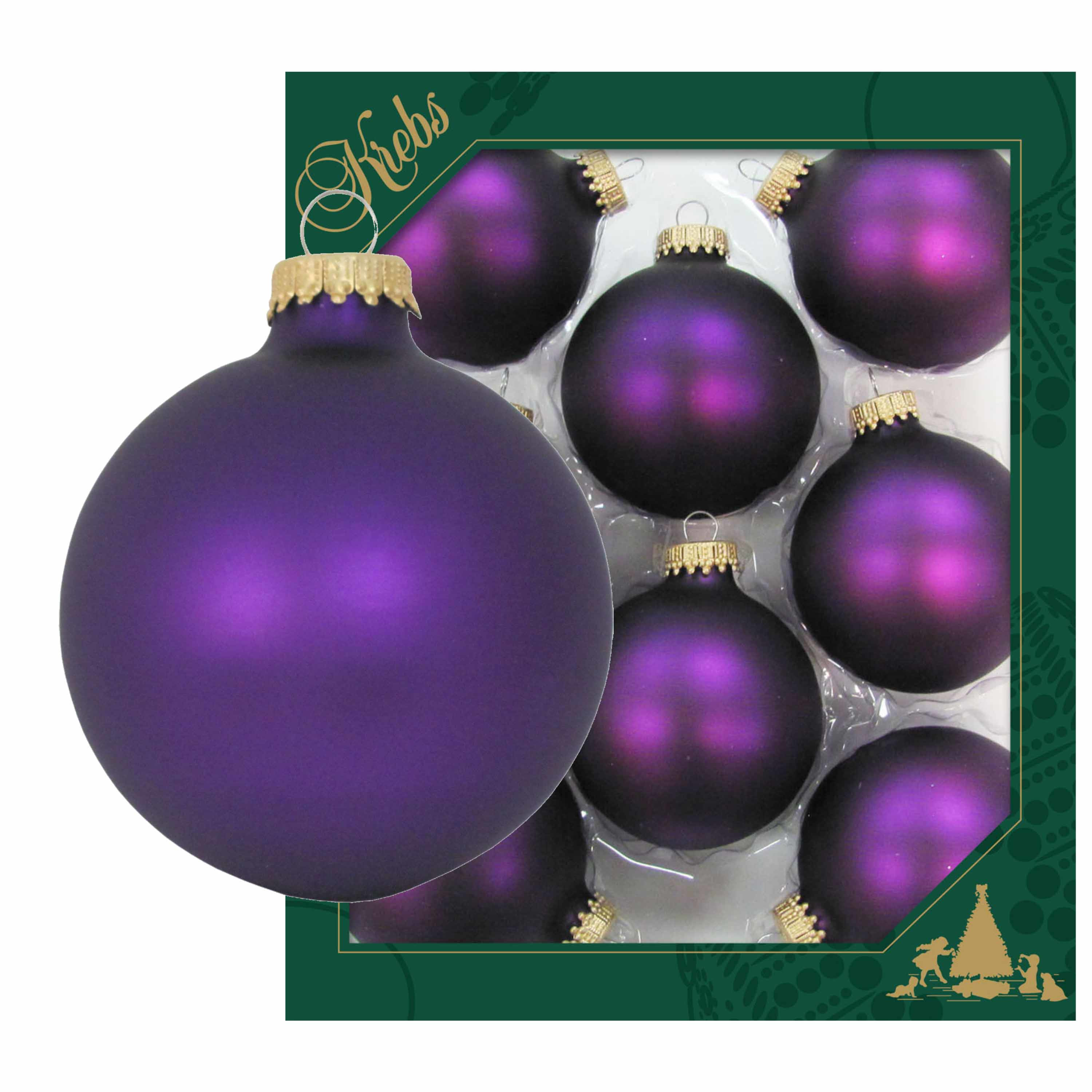 Krebs Kerstballen 8ST paars mat glas 7 cm