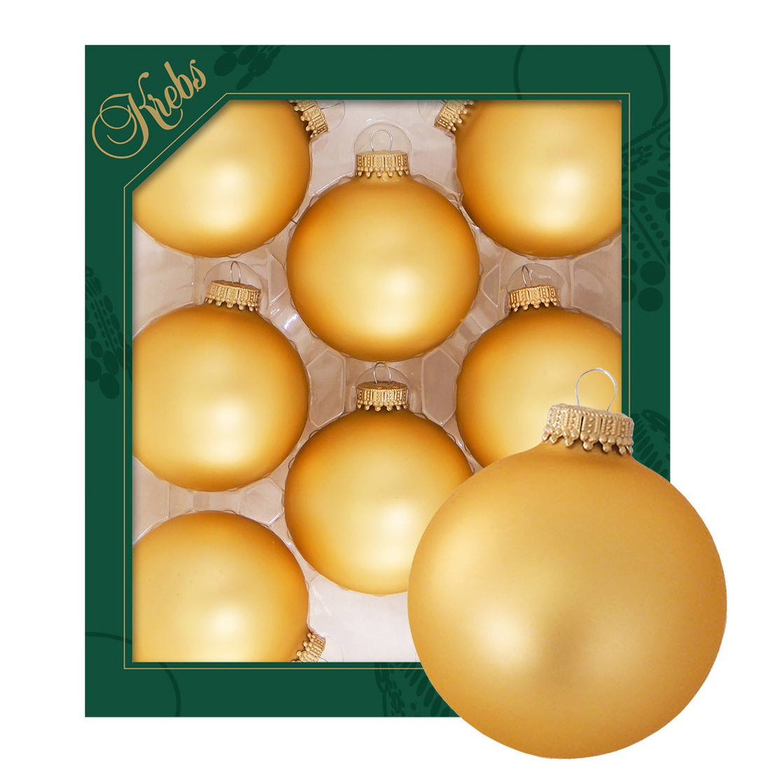 Krebs kerstballen 8x stuks geel- goud glas 7 cm mat