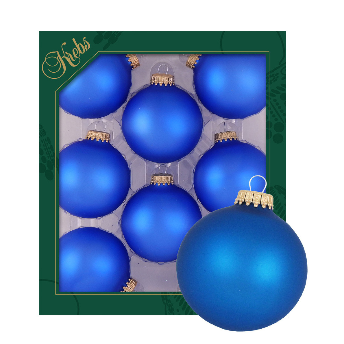 Krebs kerstballen 8x stuks kobalt blauw glas 7 cm mat