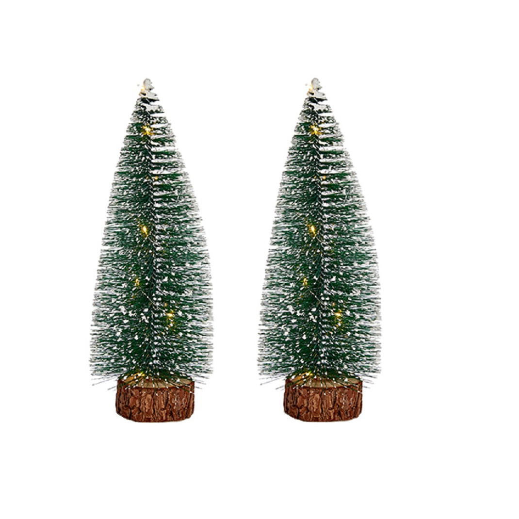 Krist+ Kleine decoraties kerstboompjes 2x stuks 30 cm met licht