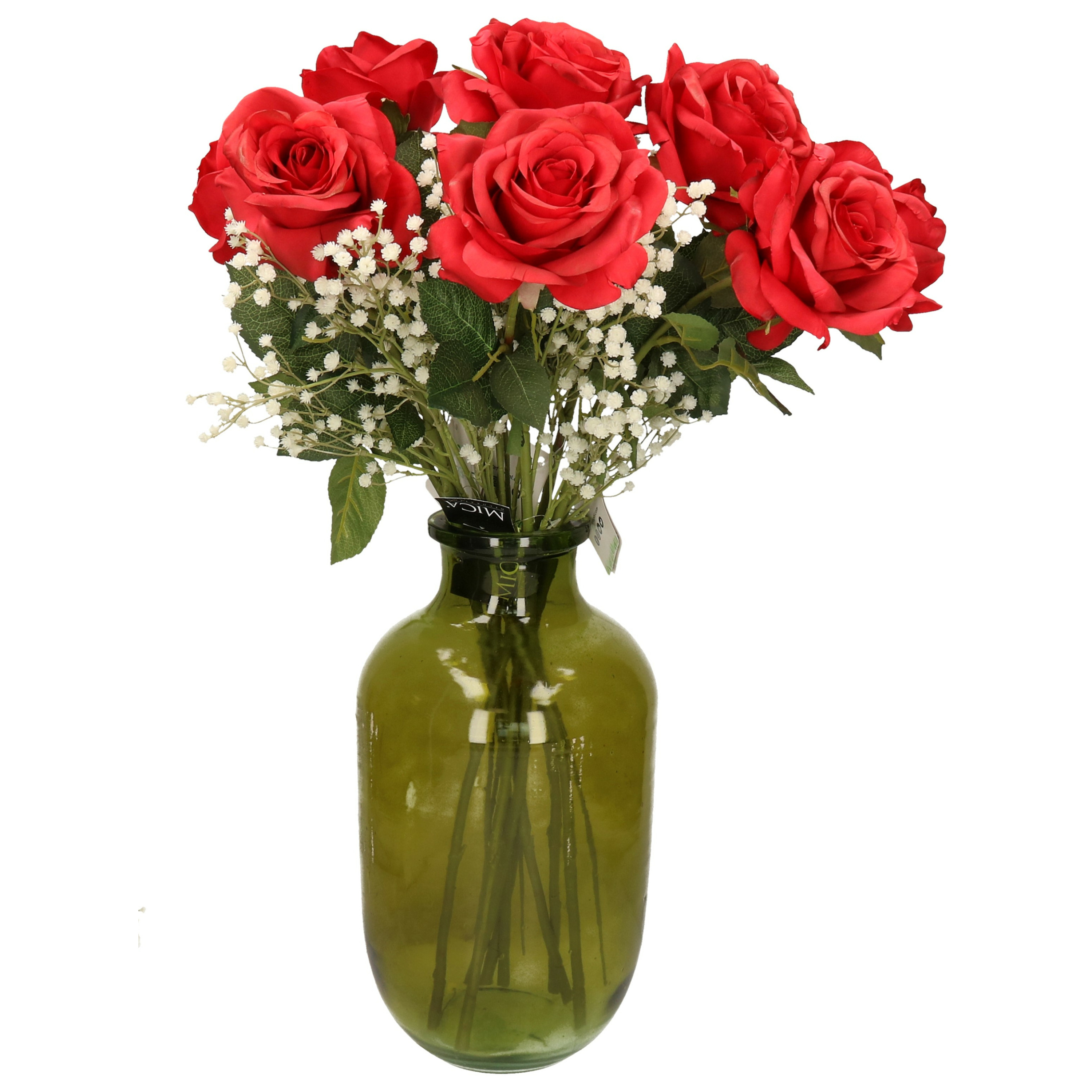 Kunstbloemen boeket rozen en gipskruid 60 cm Elegance kunst zijdebloemen