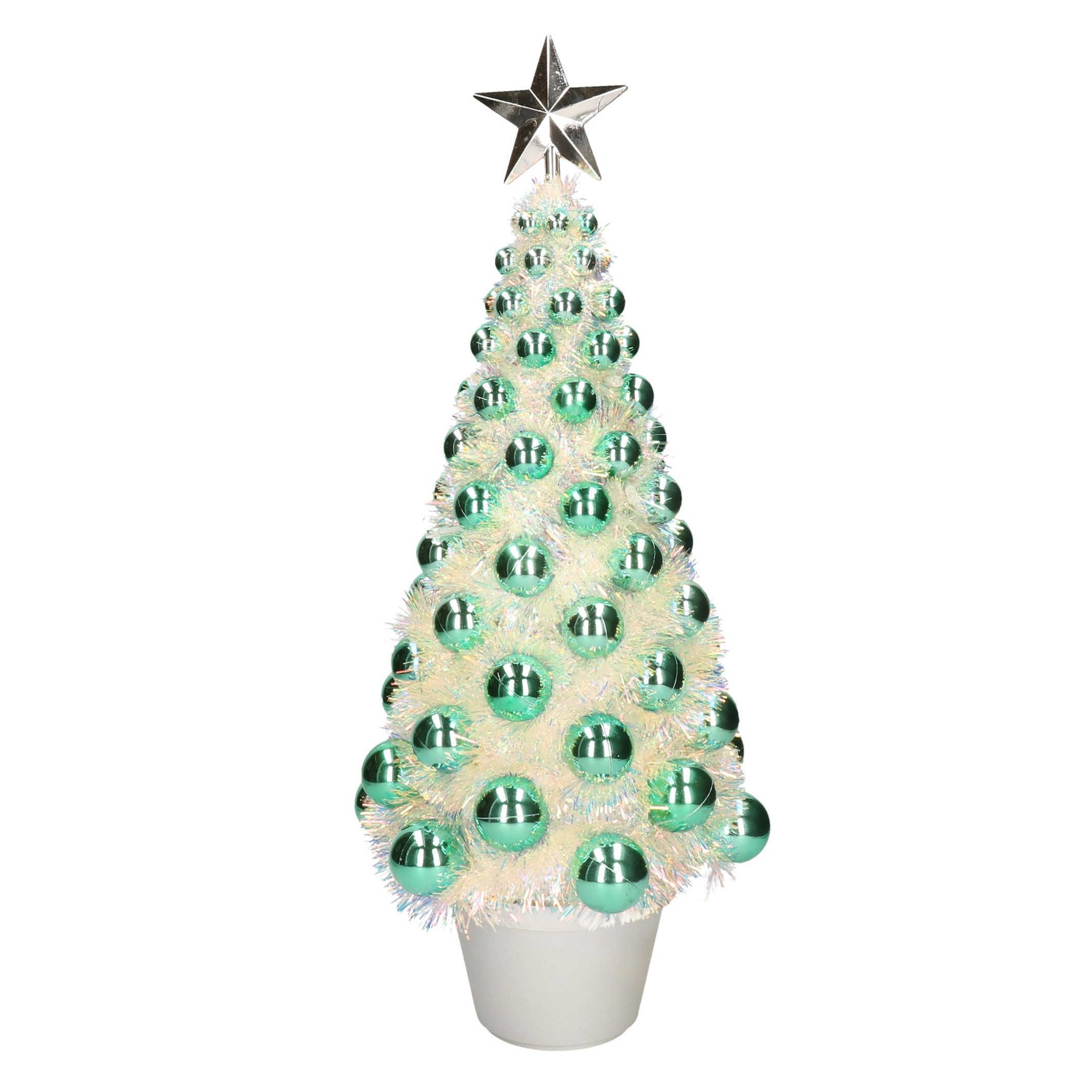 Kunstkerstboom compleet met lichtjes en ballen groen 50 cm