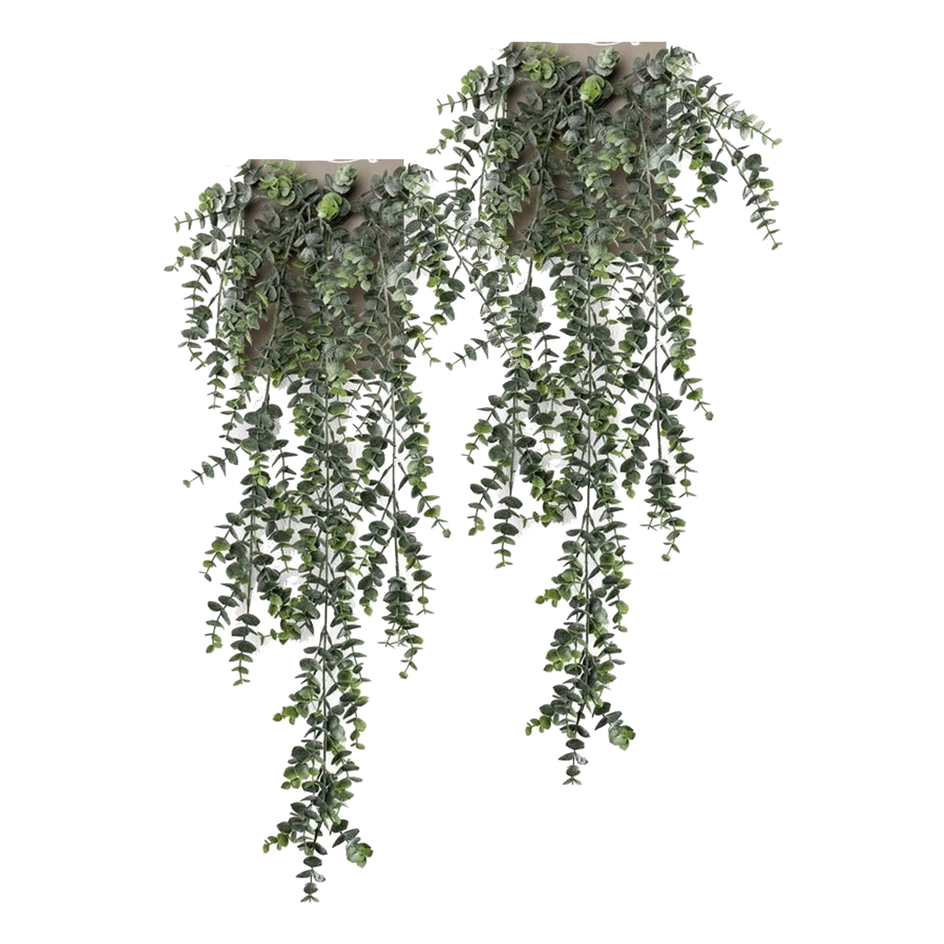 Kunstplant Eucalyptus 2x groen takken hangplant 75 cm