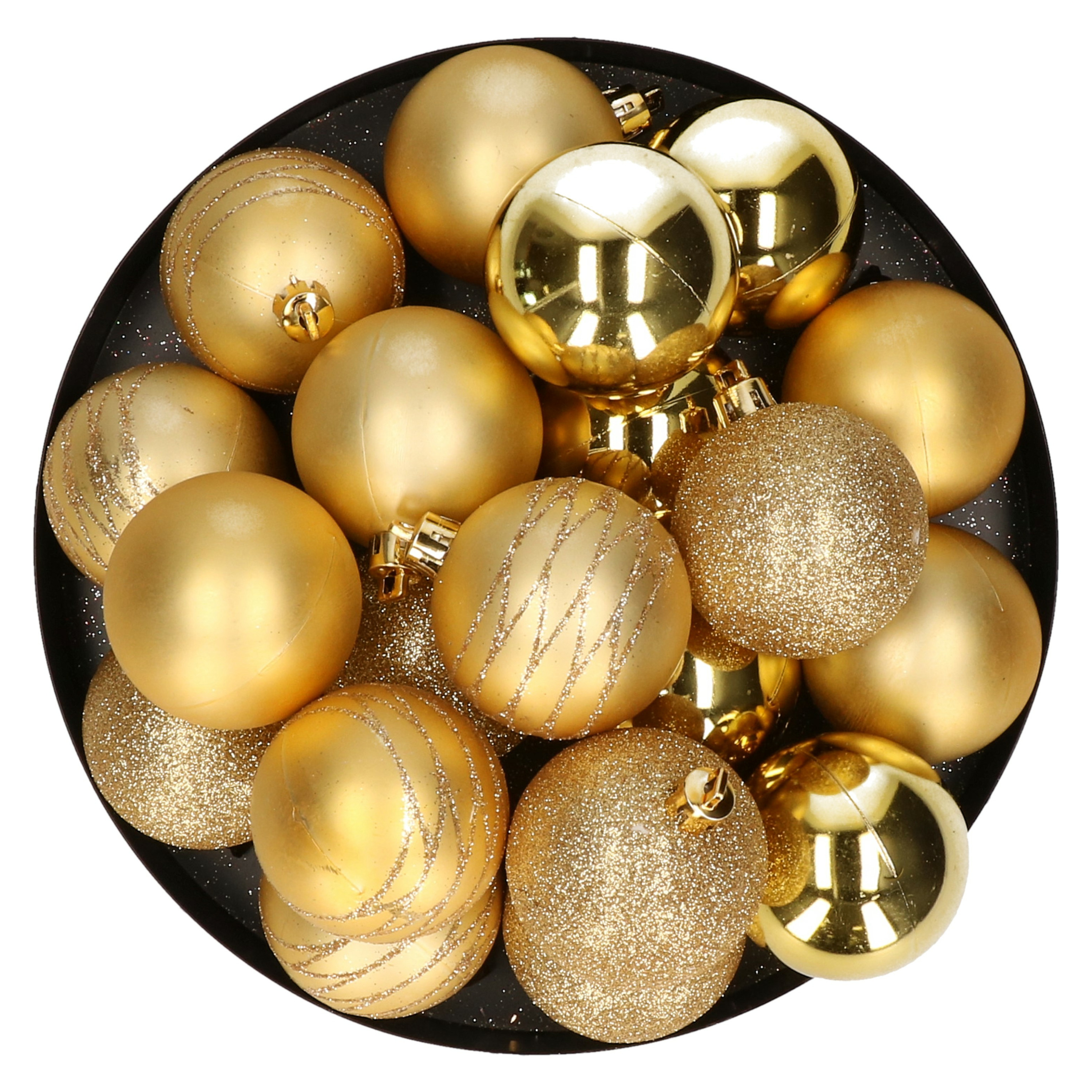 Kunststof kerstballen 20x stuks goud mix 6 cm