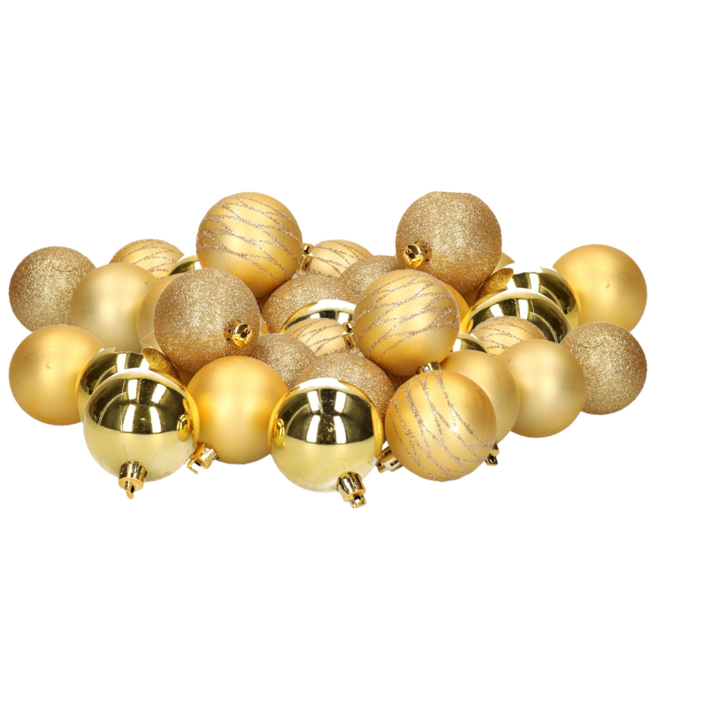 Kunststof kerstballen 40x stuks goud mix 6 cm