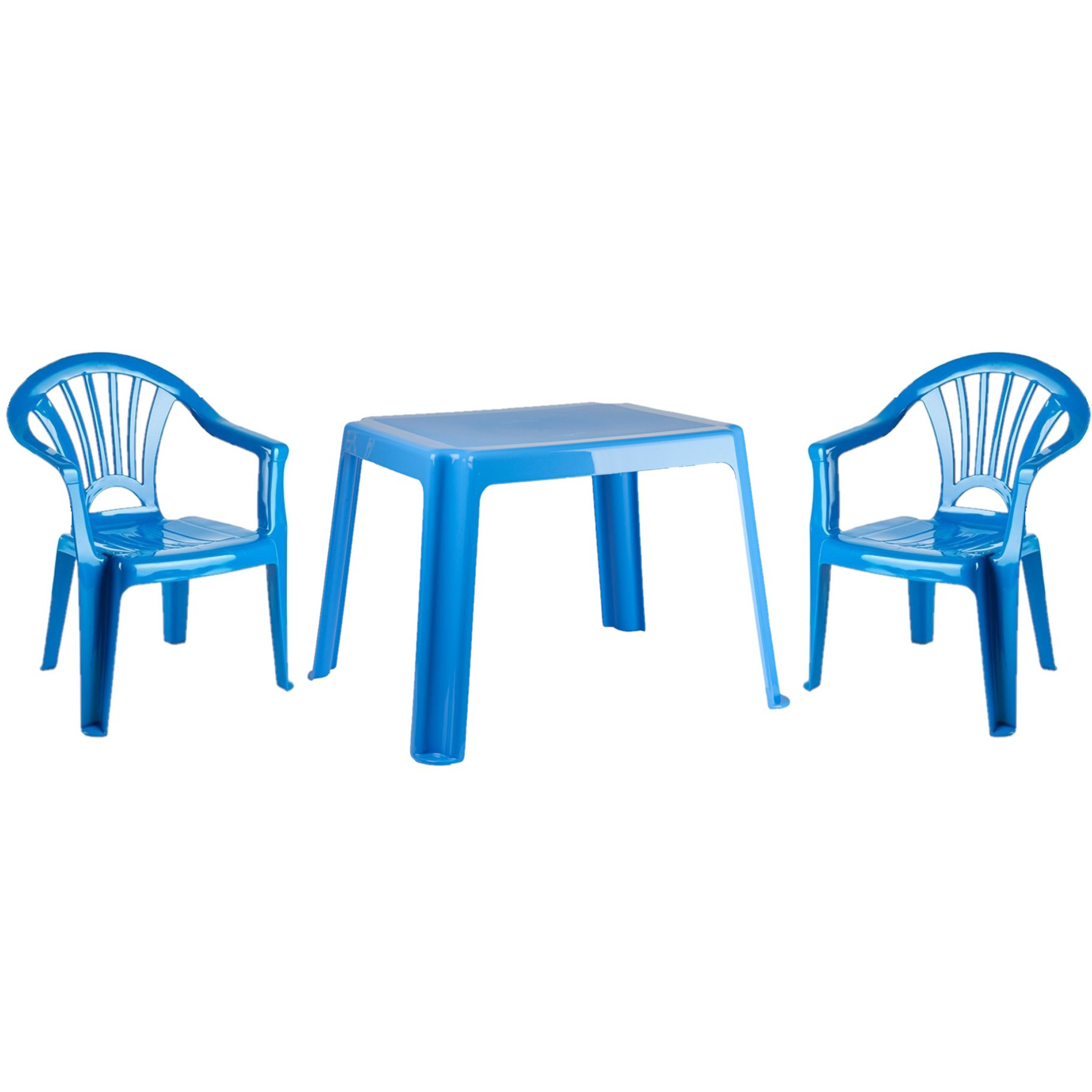 Kunststof kindertuinset tafel met 2 stoelen blauw