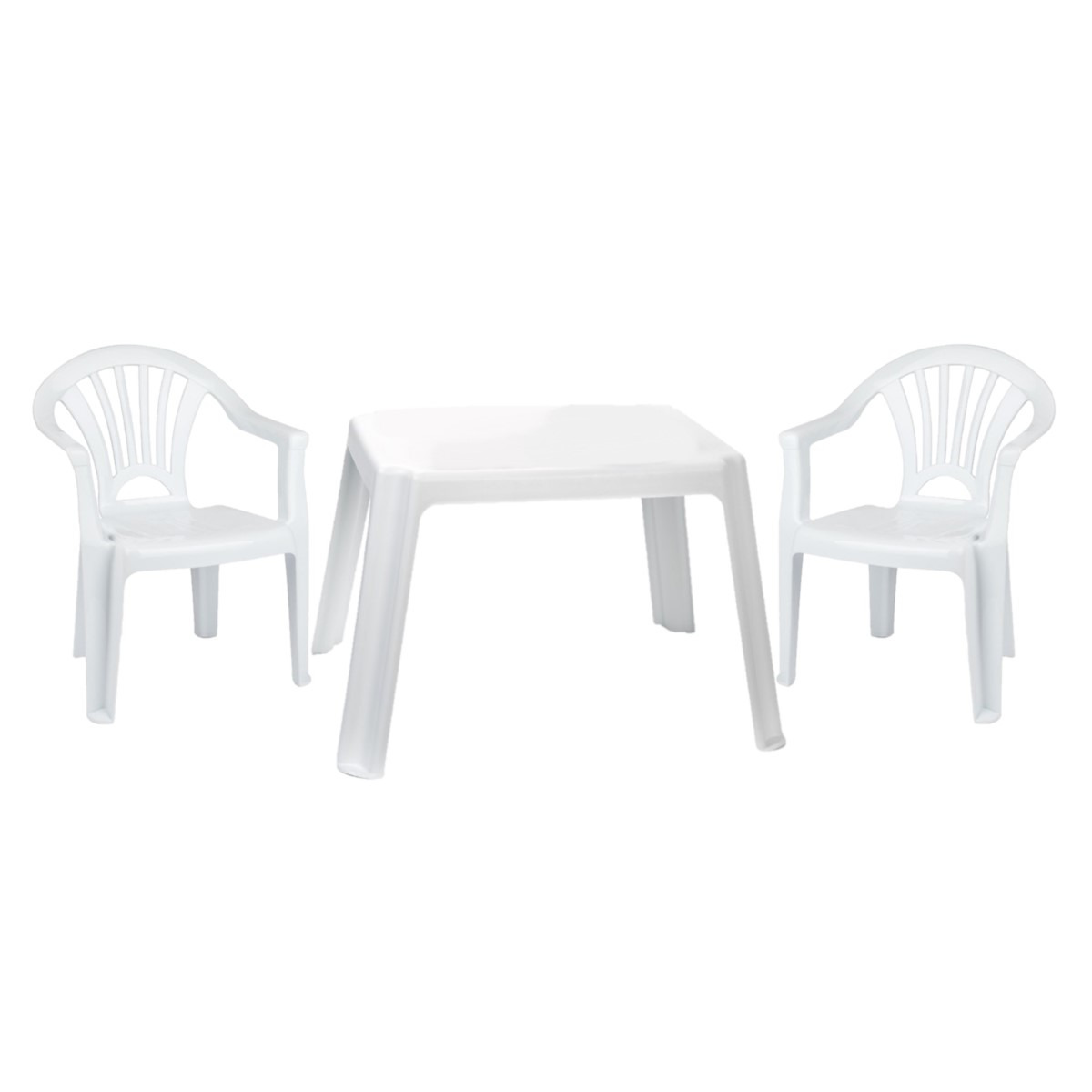 Kunststof kindertuinset tafel met 2 stoelen wit