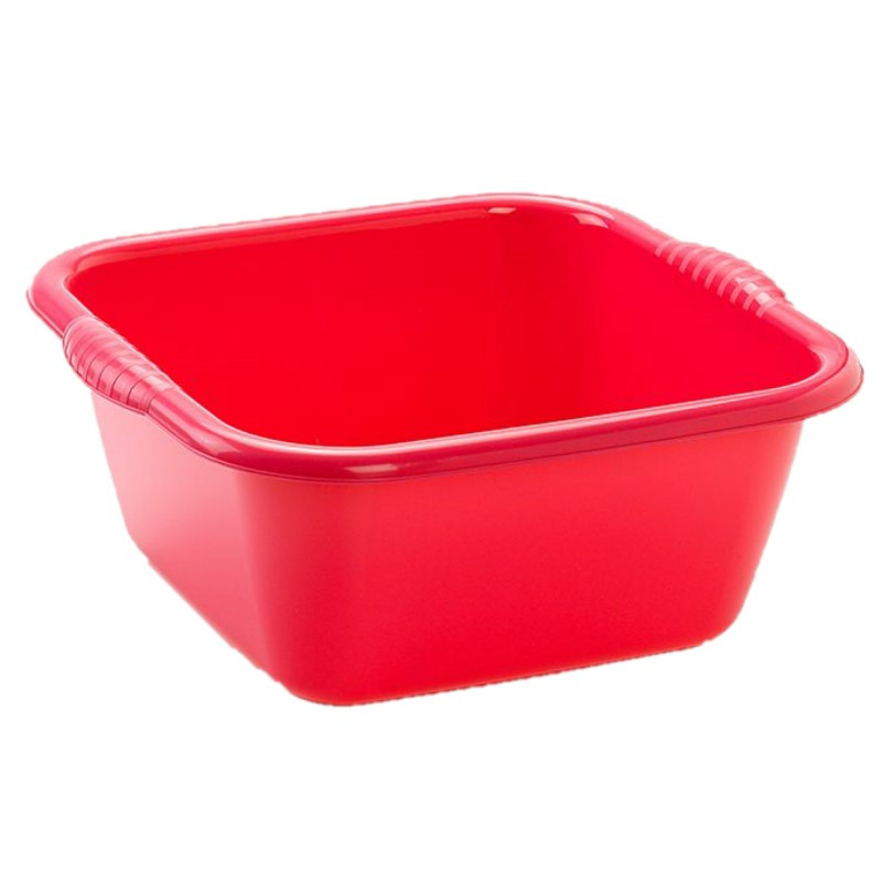 Kunststof teiltje-afwasbak vierkant 25 liter rood