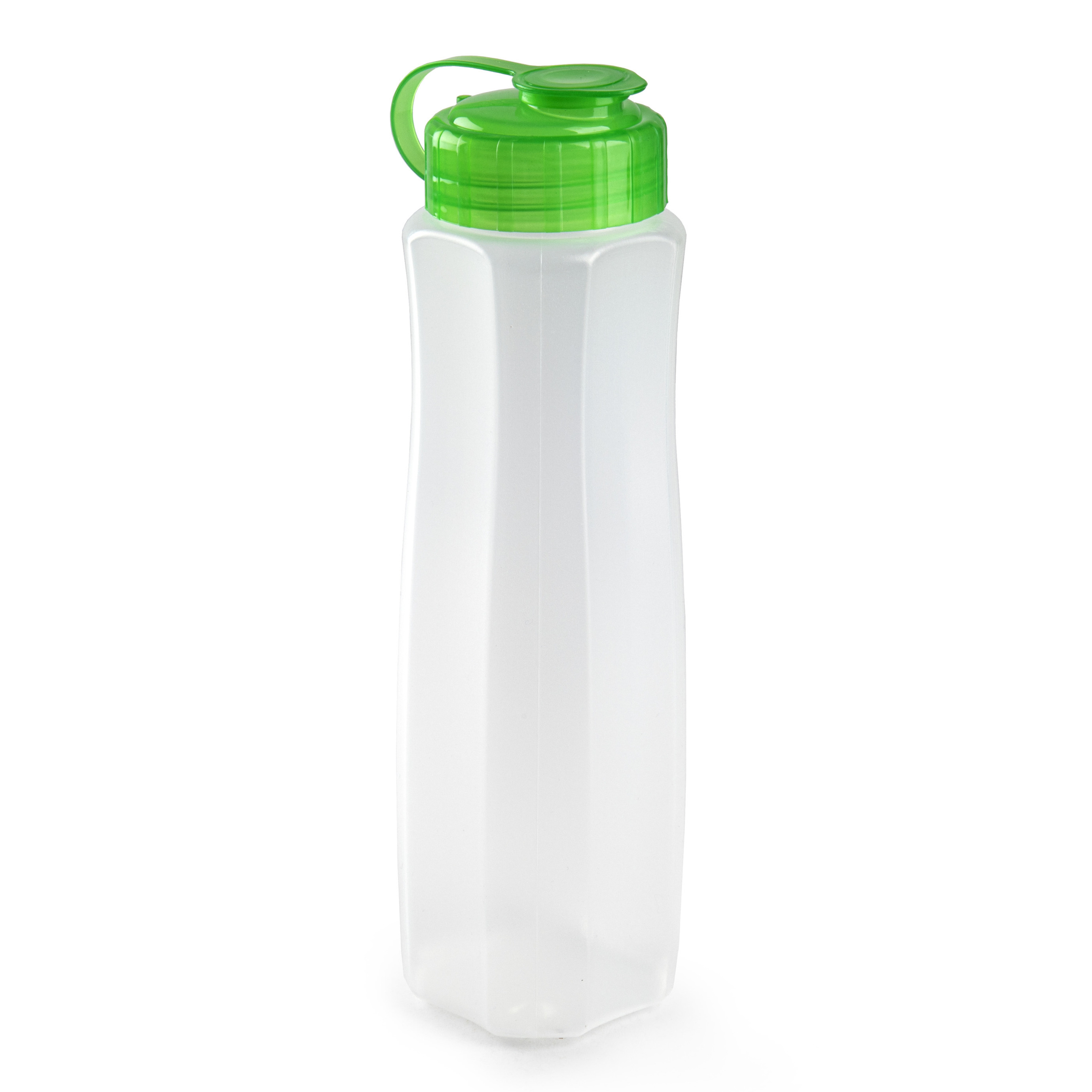 Kunststof waterfles 1000 ml transparant met dop groen