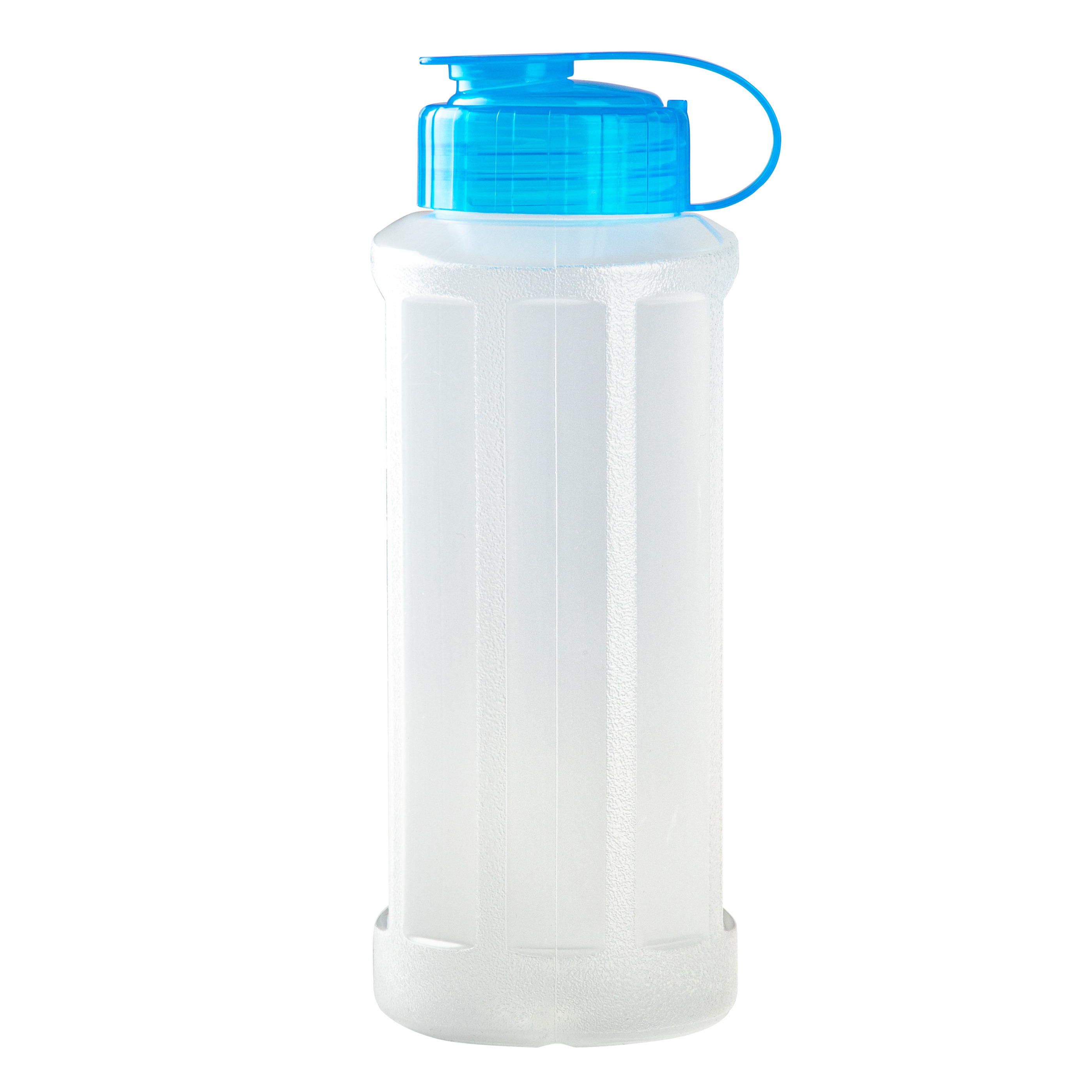 Kunststof waterfles 1100 ml transparant met dop blauw