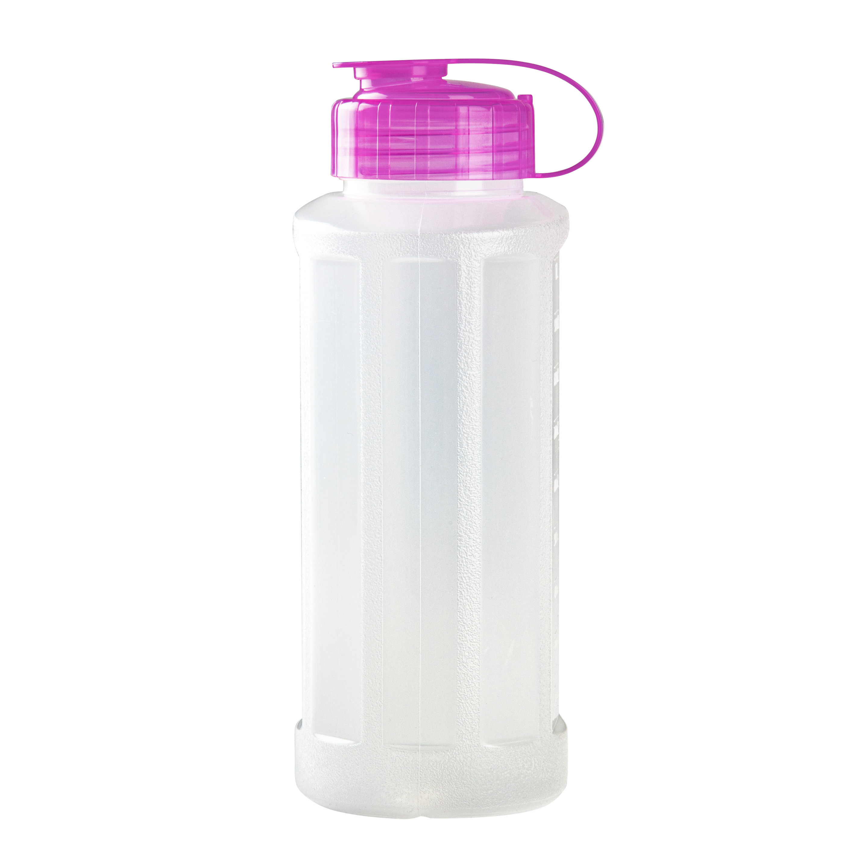 Kunststof waterfles 1100 ml transparant met dop roze
