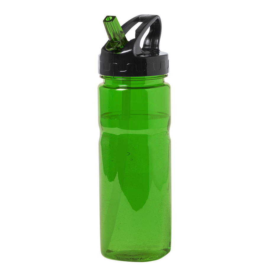 Kunststof waterfles-drinkfles-sportfles groen transparant met drinktuit 650 ml