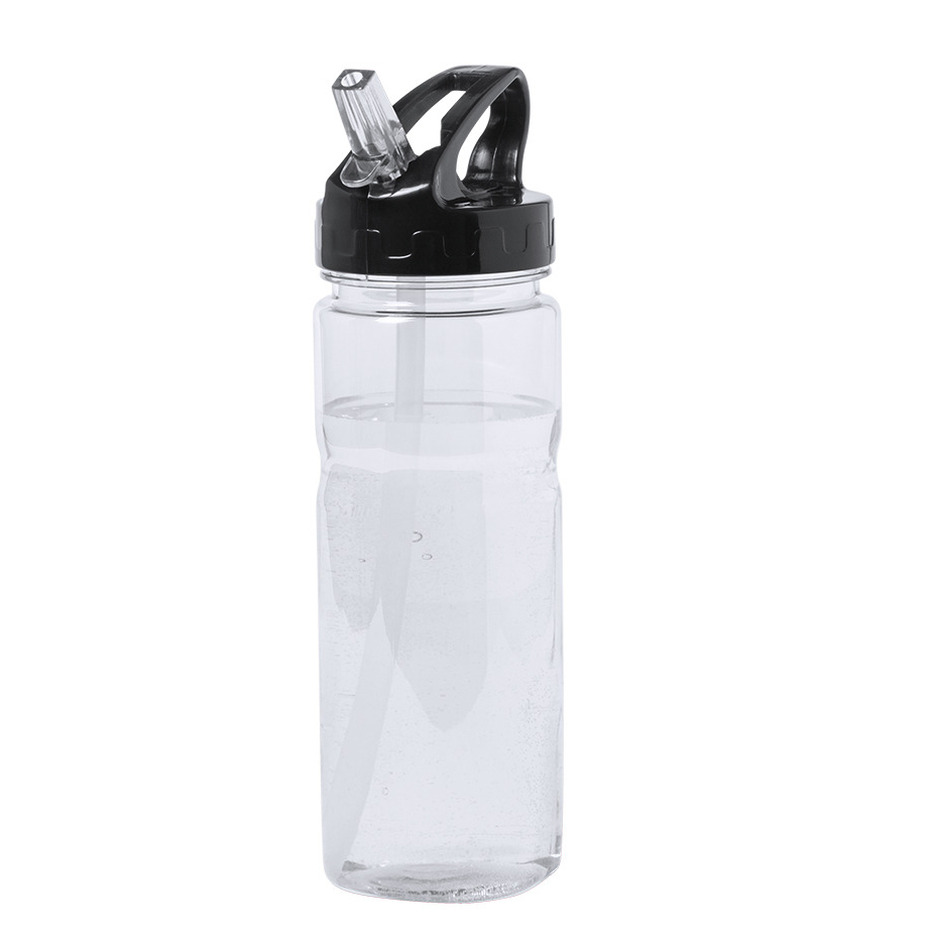 Kunststof waterfles-drinkfles-sportfles helder transparant met drinktuit 650 ml