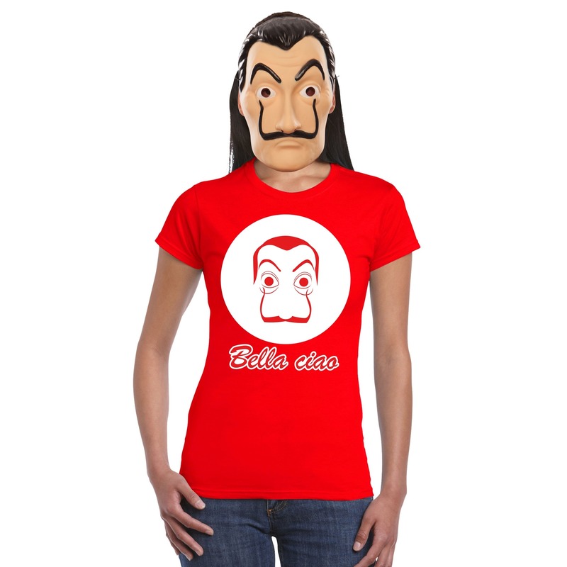 La Casa de Papel masker inclusief rood Dali t-shirt voor dames