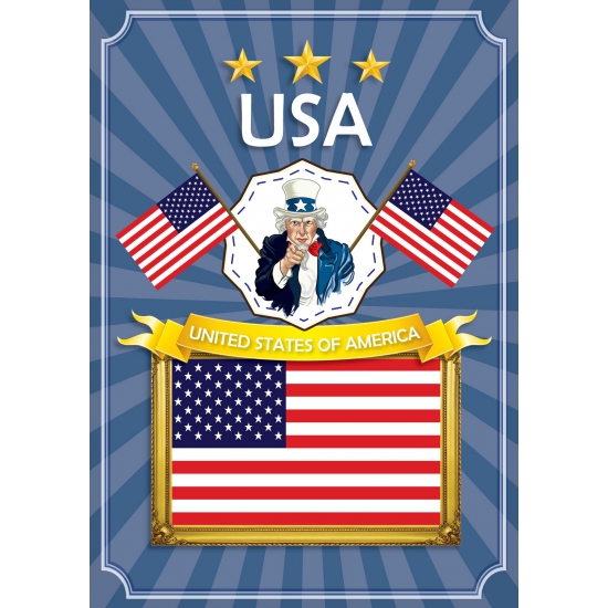 Landen thema USA-Amerika vlag thema poster 59 x 42 cm papier versiering