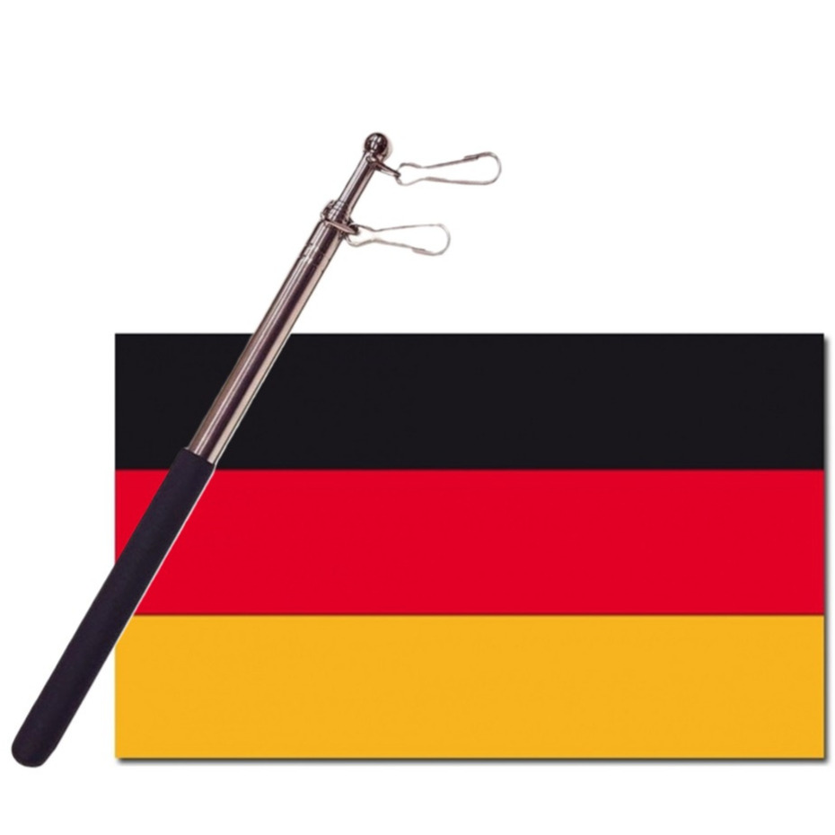 Landen vlag Duitsland 90 x 150 cm met compacte draagbare telescoop vlaggenstok supporters