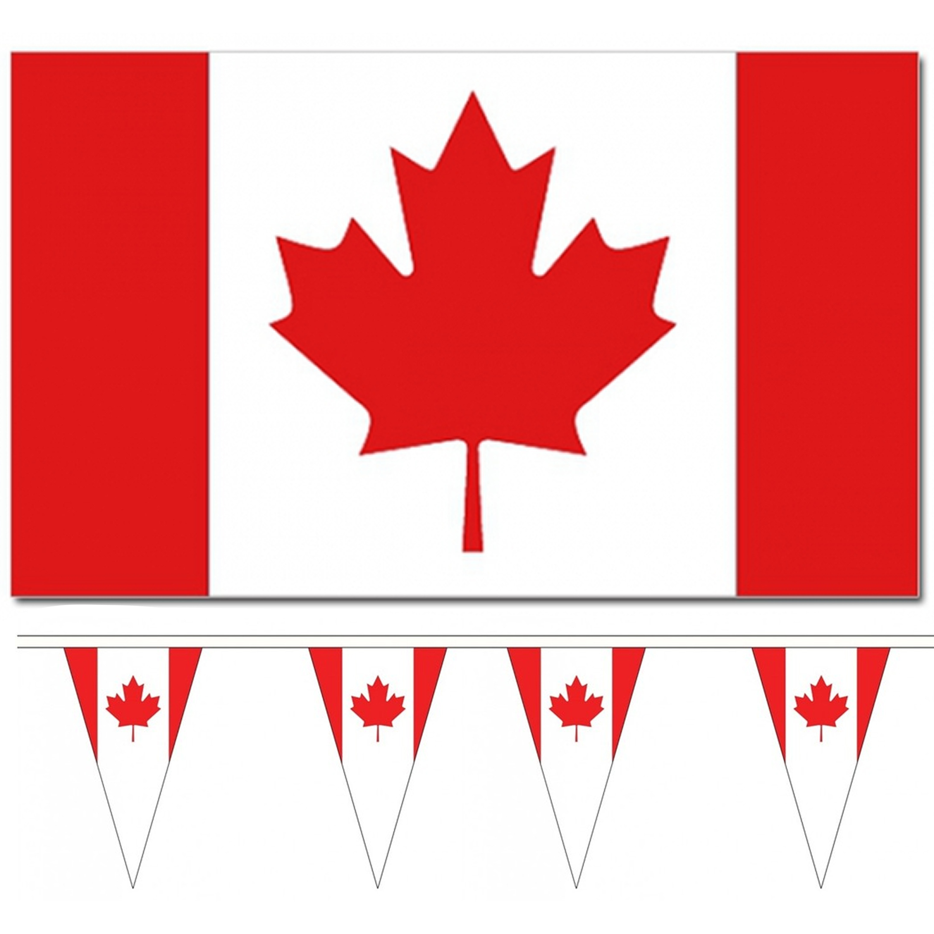 Landen vlaggen versiering set Canada Vlag 90 x 150 cm en vlaggenlijn 5 meter