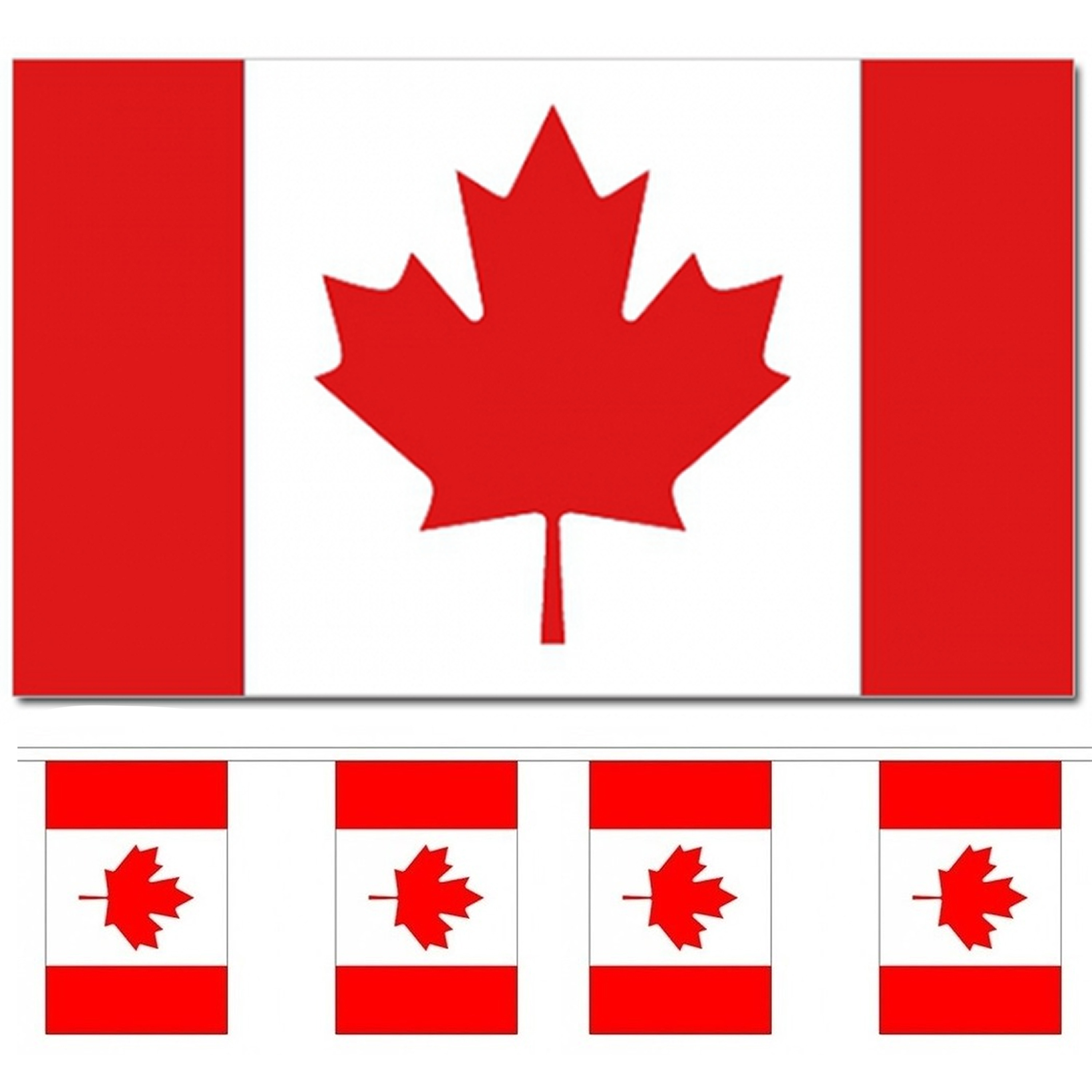Landen vlaggen versiering set Canada Vlag 90 x 150 cm en vlaggenlijn 9 meter