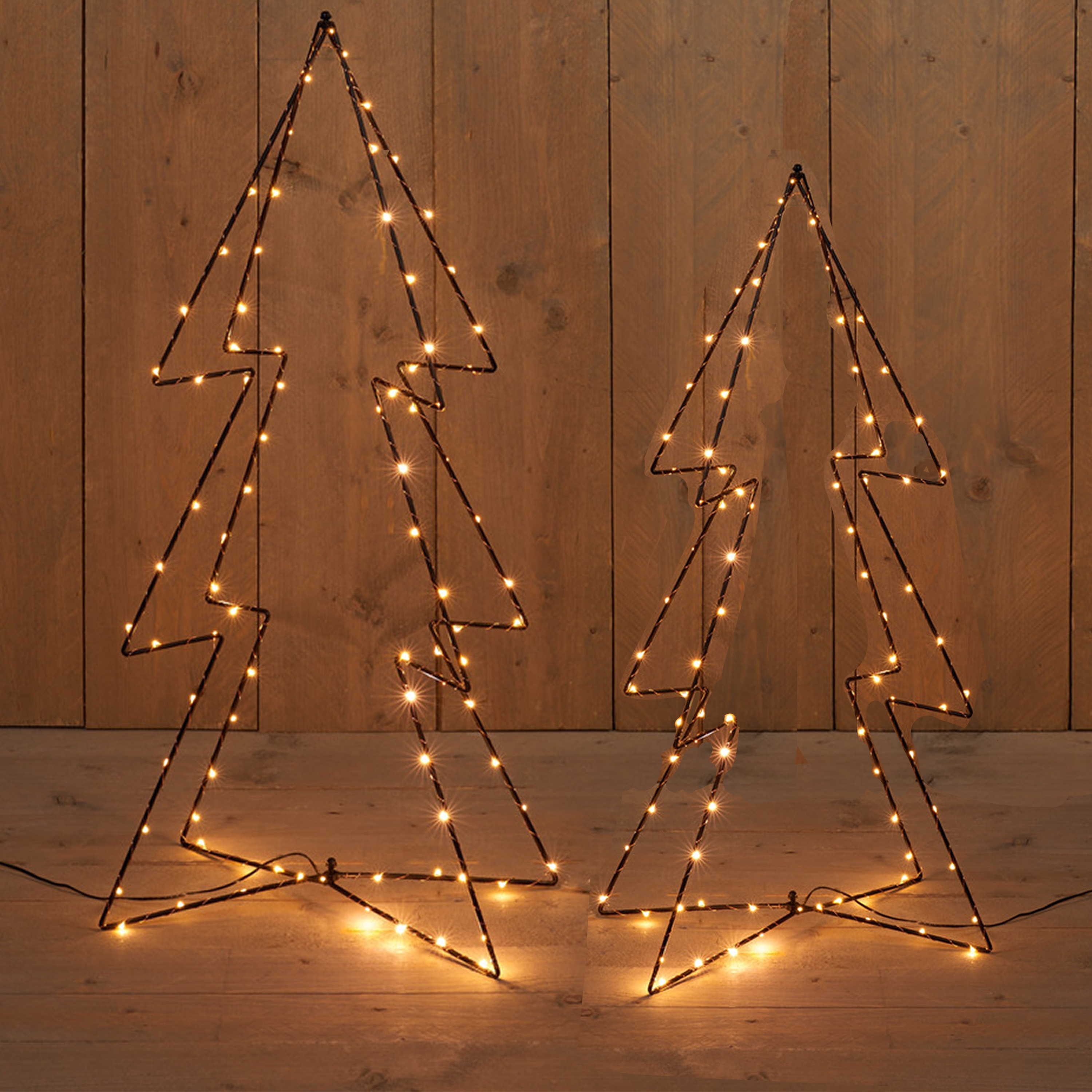 LED kerstbomen 2x stuks 3D 72 en 91 cm kerstverlichting