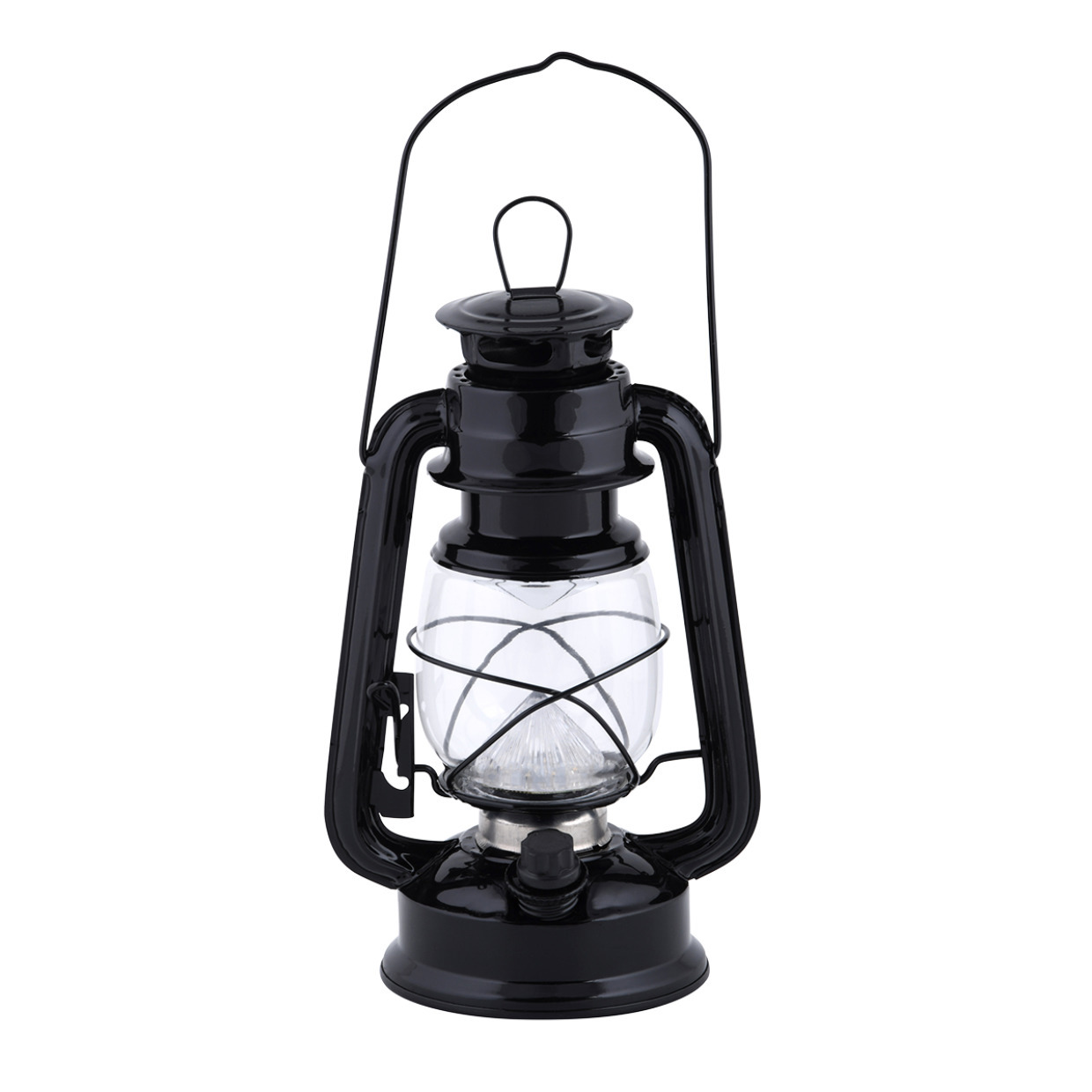 LED lantaarn-windlicht zwart op batterijen 11,5 x 15 x 24 cm
