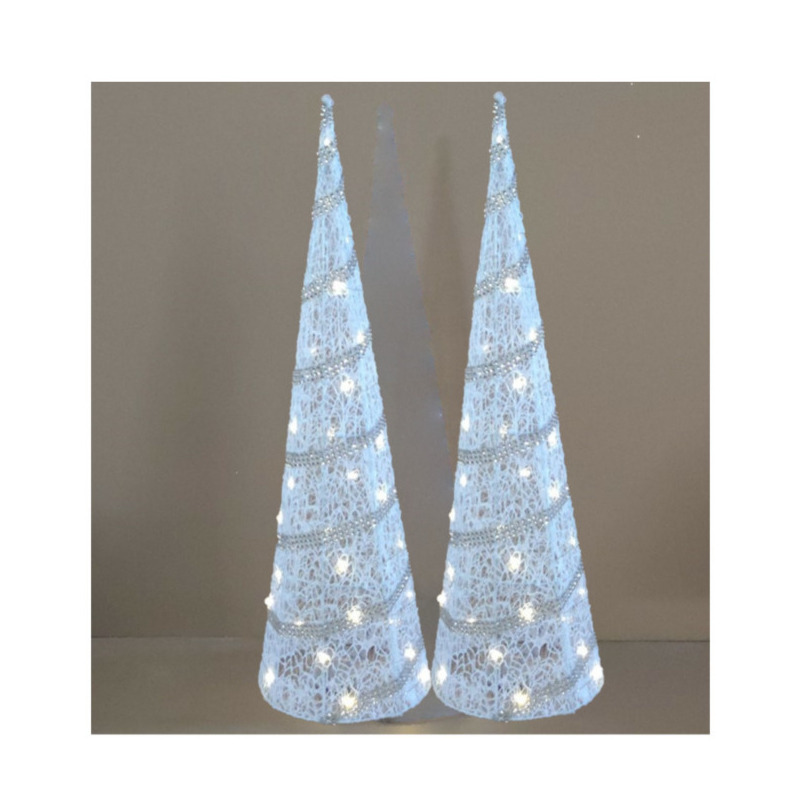 LED piramide kerstboom -2x -59 cm wit kunststof kerstverlichting