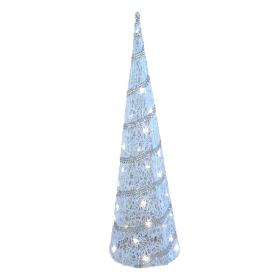 LED piramide kerstboom H79 cm wit kunststof kerstverlichting