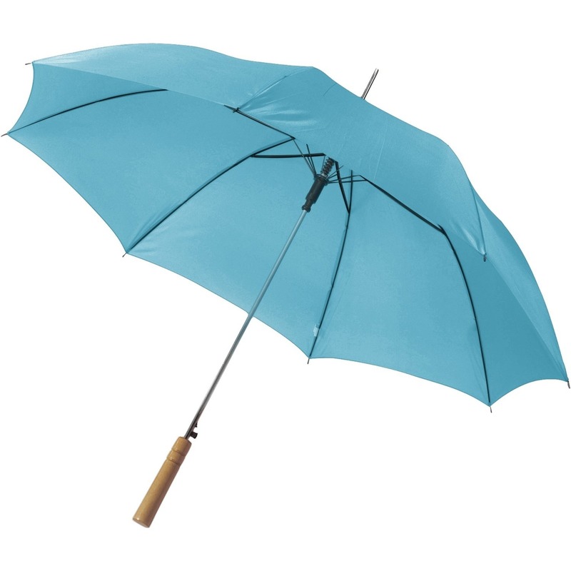 Lichtblauwe grote paraplu van 102 cm doorsnede