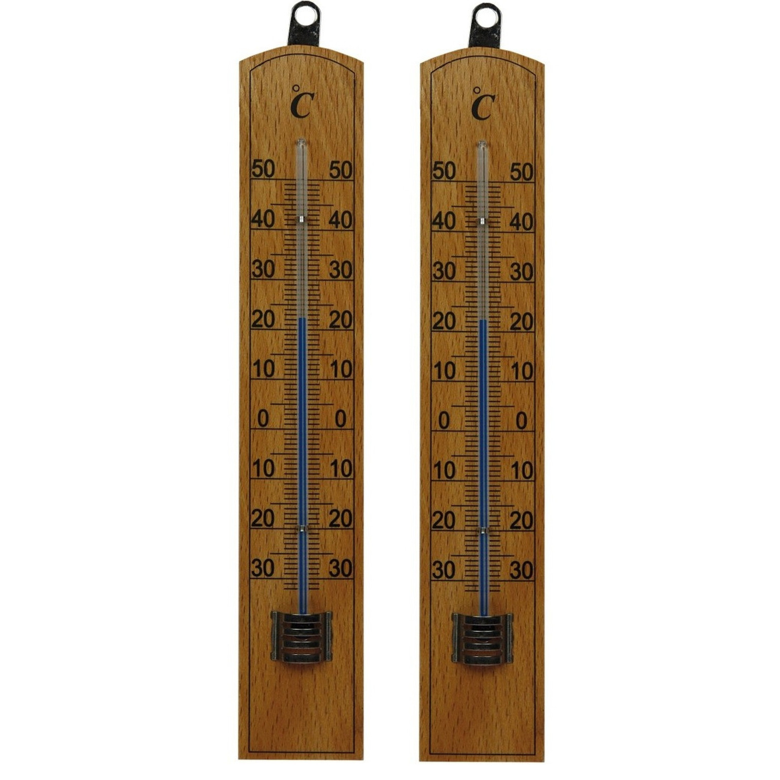 Lifetime Garden 2x stuks thermometer voor buiten hout 20 x 4 cm