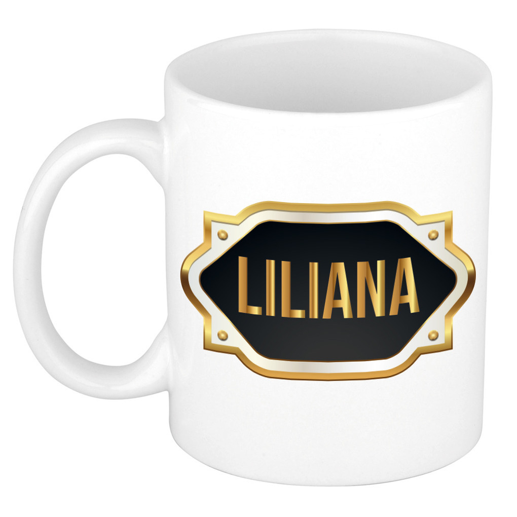Lilliana naam-voornaam kado beker-mok met goudkleurig embleem