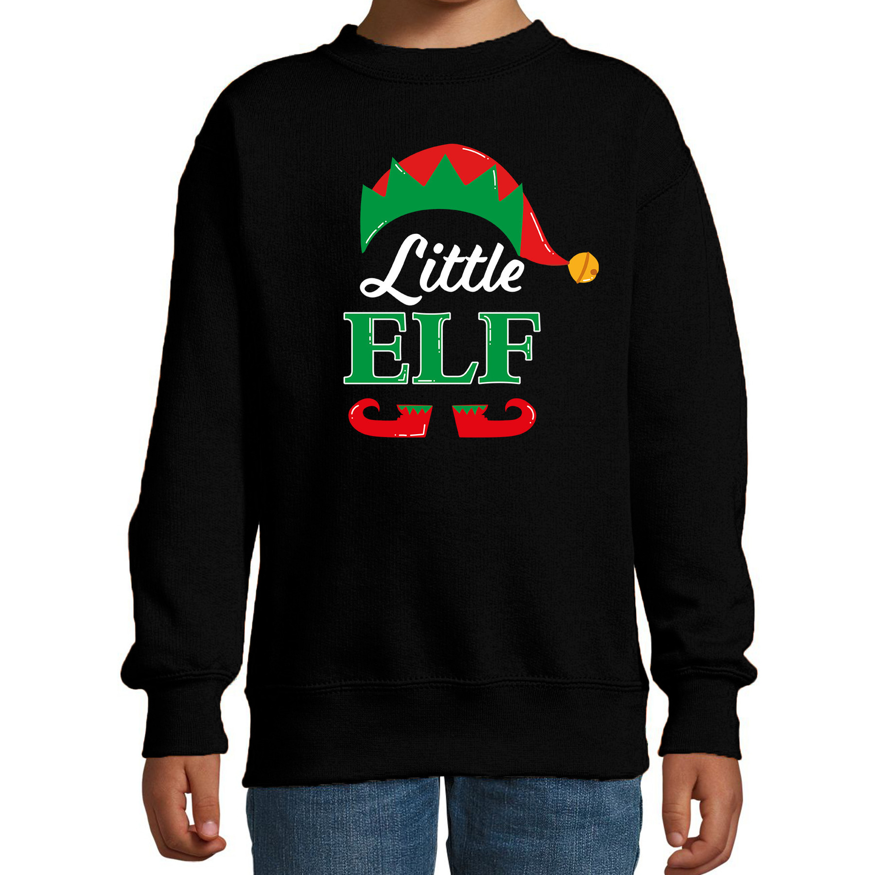 Little elf Kerstsweater-Kersttrui zwart voor kinderen