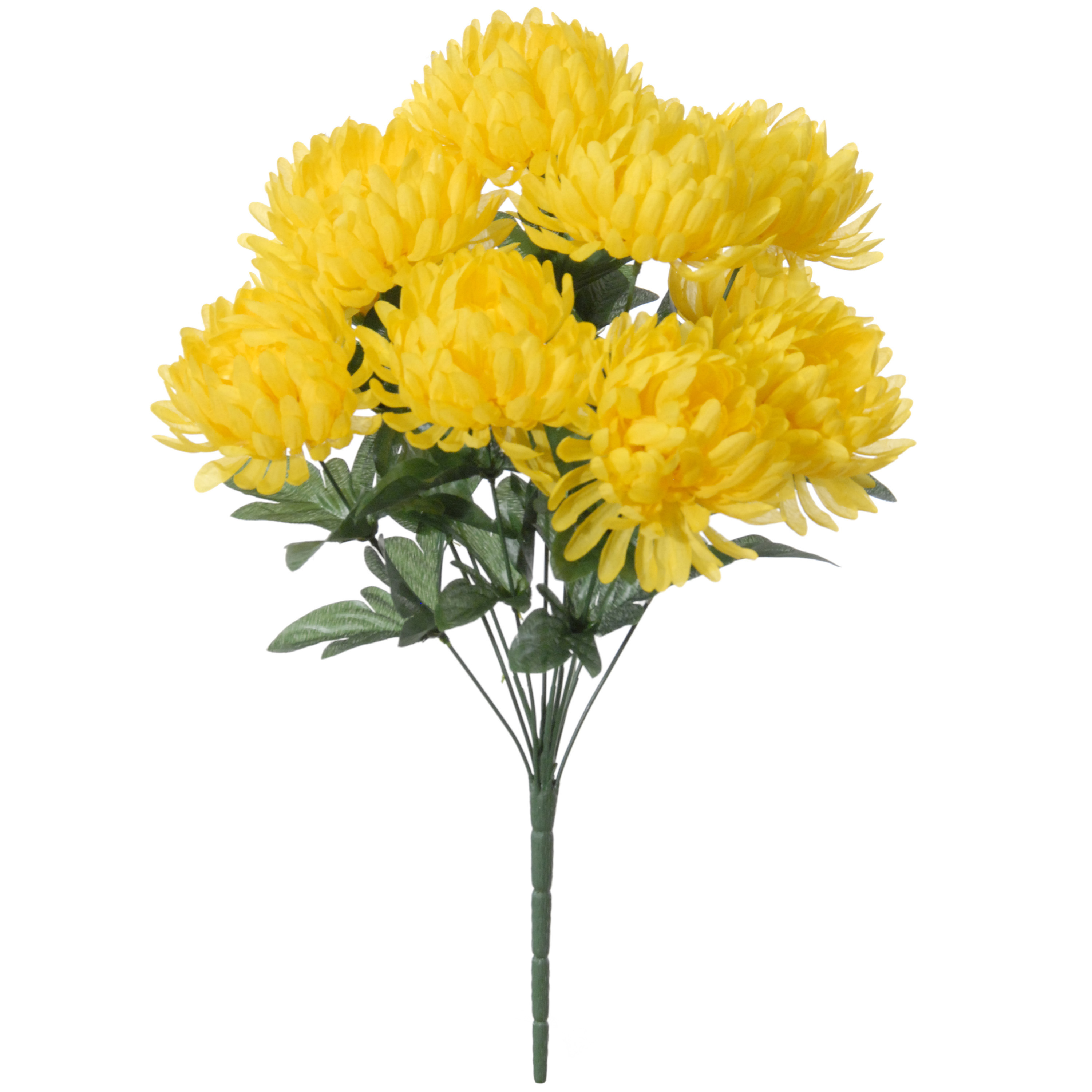Louis Maes Kunstbloemen boeket crysanten met bladgroen geel H45 cm Sierbloemen