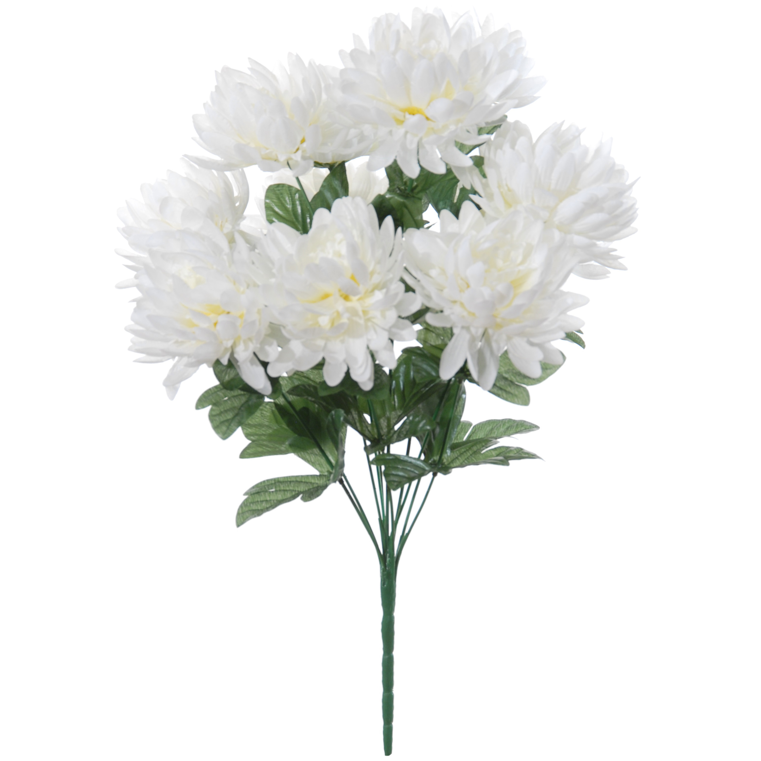 Louis Maes Kunstbloemen boeket crysanten met bladgroen wit H45 cm Sierbloemen