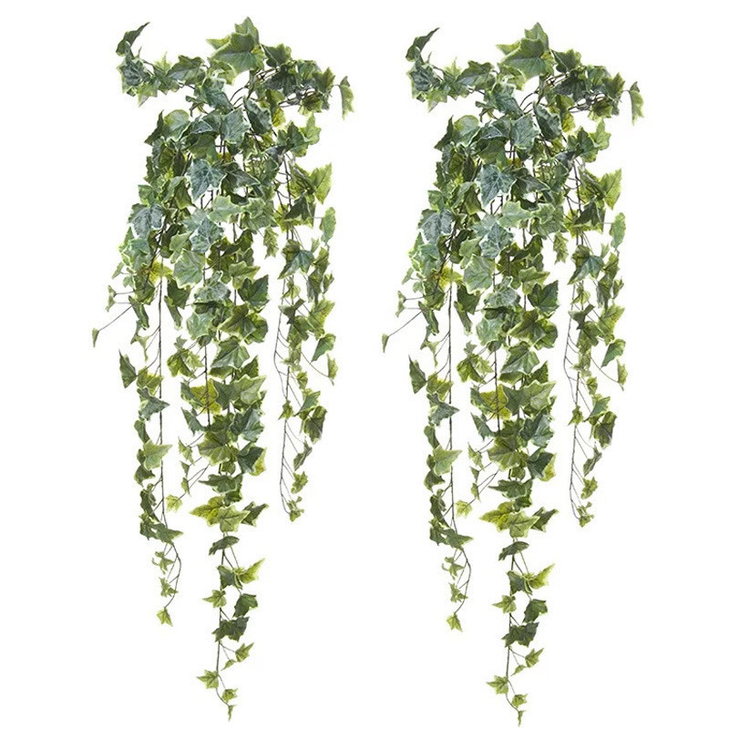 Louis Maes kunstplant met blaadjes hangplant Klimop-hedera 2x groen-wit 105 cm