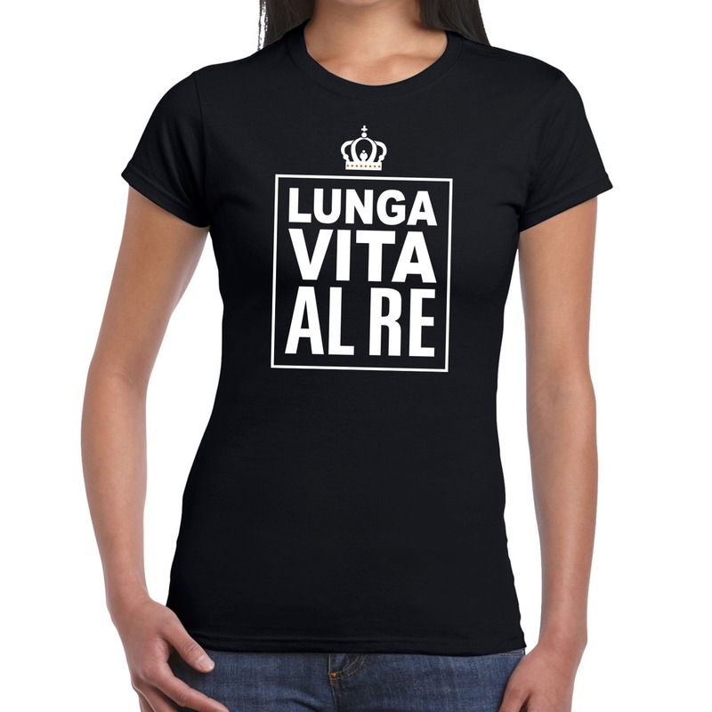 Lunga vita al Re Italiaanse tekst shirt zwart dames