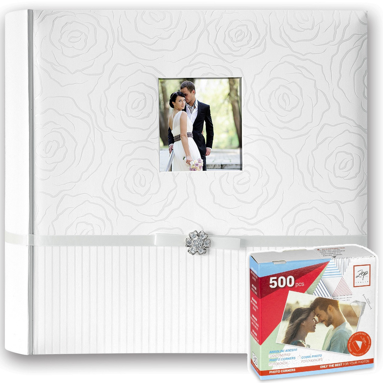 Luxe fotoalbum Annabella bruiloft-huwelijk met 50 paginas wit 32 x 32 x 6 cm inclusief plakkers