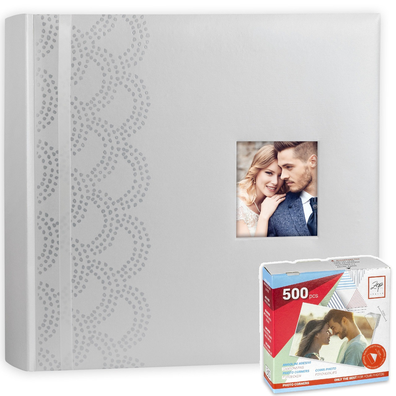 Luxe fotoboek-fotoalbum Anais bruiloft-huwelijk met 50 paginas wit 32 x 32 x 5 cm inclusief plakkers
