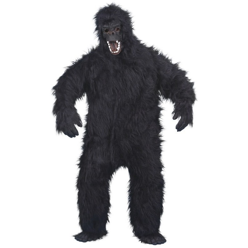Luxe gorilla pak-kostuum zwart voor volwassenen