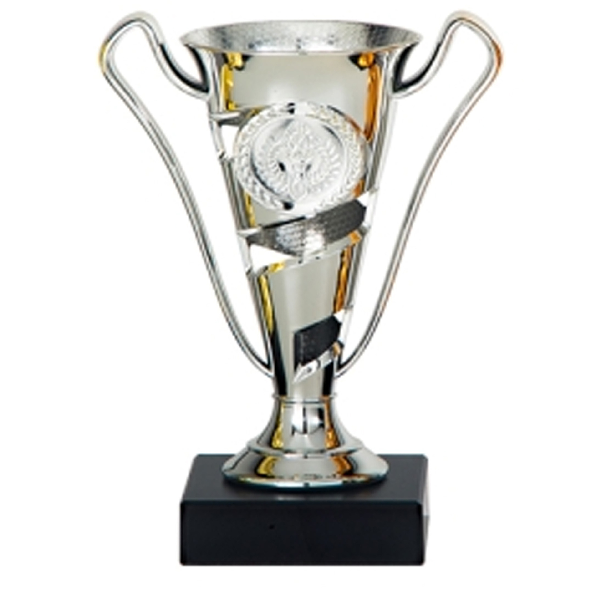 Luxe trofee-prijs beker met oren zilver kunststof 17 x 11 cmÂ? sportprijs