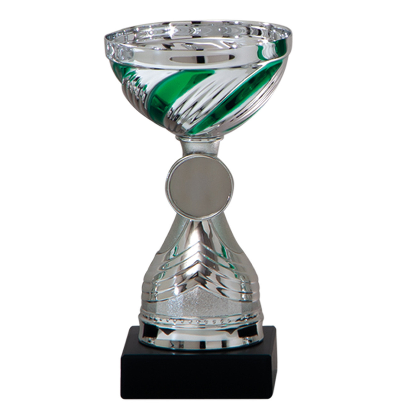 Luxe trofee-prijs beker zilver-groen kunststof 19 x 10 cm sportprijs